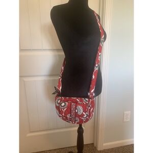 Vera Bradley Red, White, Black Deco Daisy Small Crossbody Purse